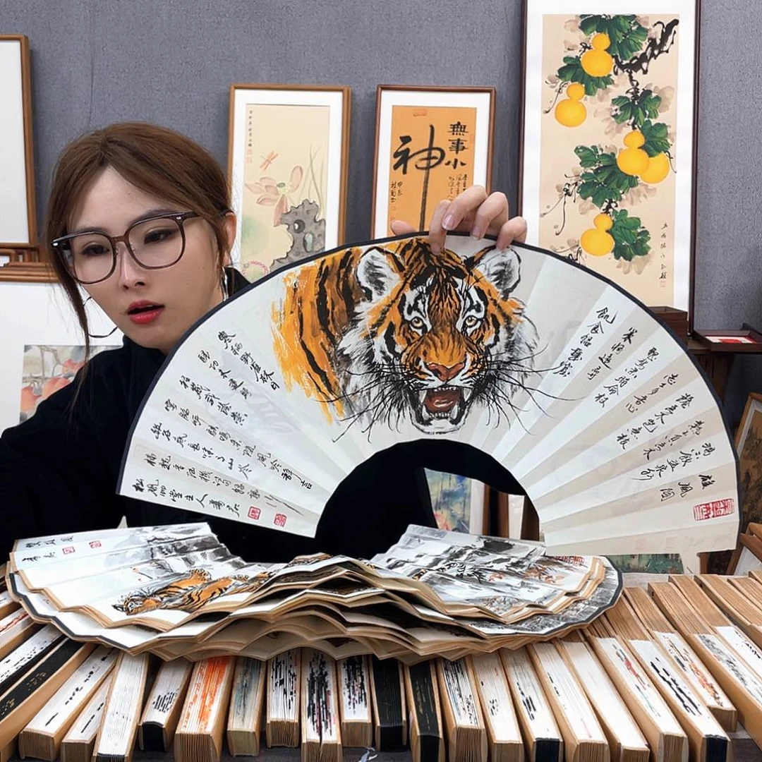 国画用****010寸玉竹-纯手绘-文玩扇骨（默认粘好）