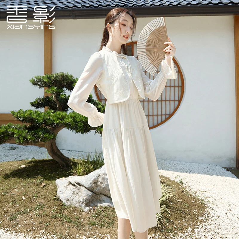 【绿子粉丝专享】Q843212连衣裙 香影假两件连衣裙新款盘扣