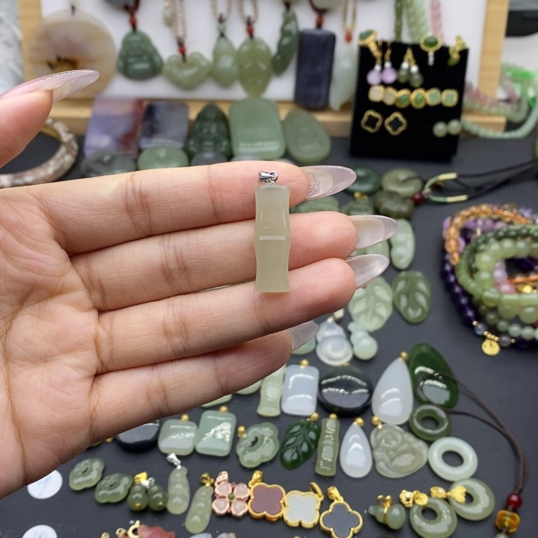 和田玉吊坠(不含链)银S925镶嵌