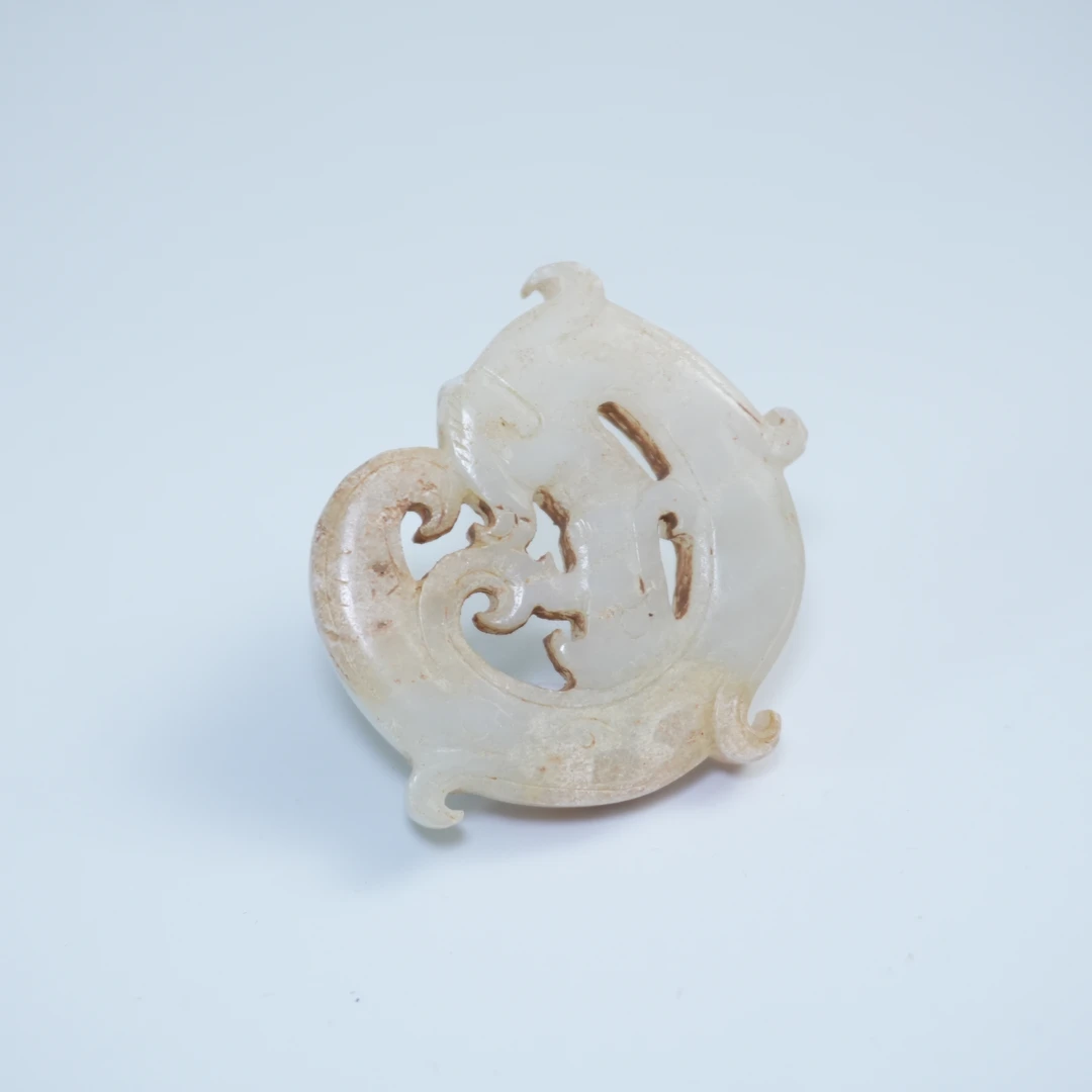 清代和田玉仿古龙纹佩（汉）410702*古玉*传承