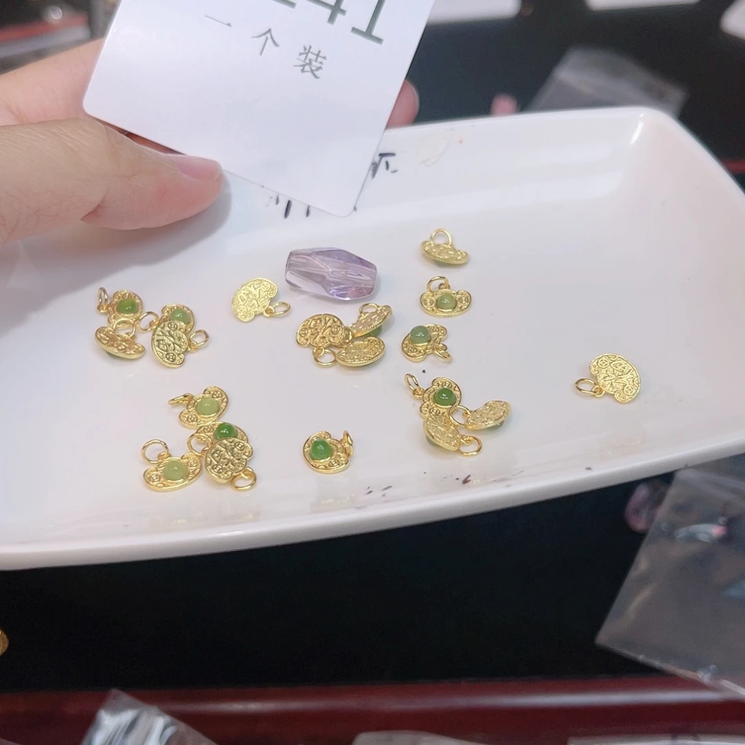 紫晶珠宝半成品银S925镀金镶嵌141