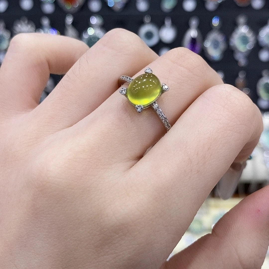 蛇纹石玉银S925镶嵌戒指