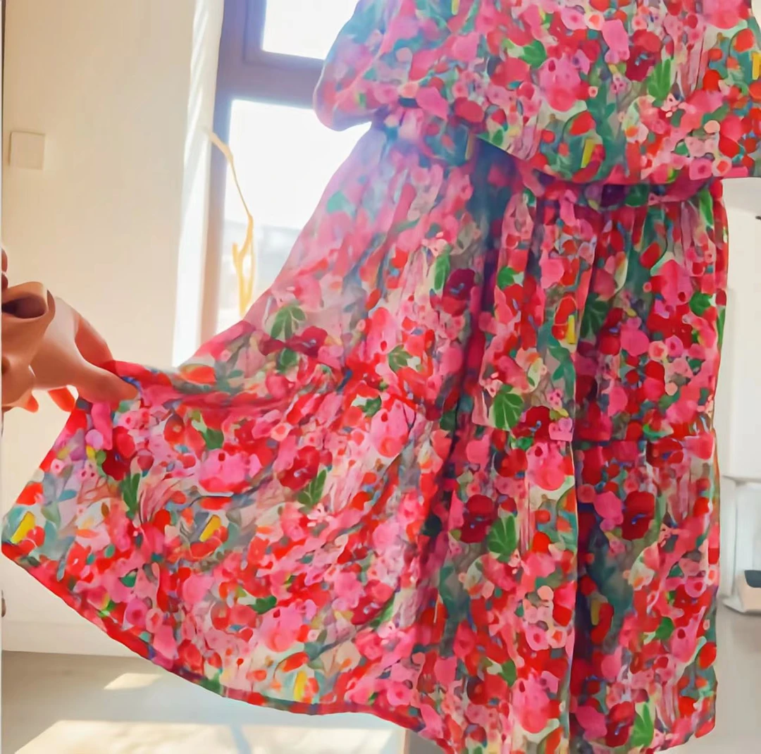 14慢时光2025新款女童夏季绵绸连衣裙