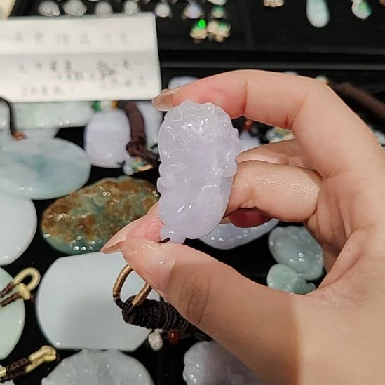 翡翠未镶嵌颈饰天然缅甸翡翠A货紫罗兰白菜吊坠