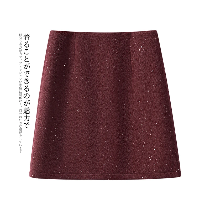 亮片毛呢半身裙女秋冬季2025新款高级感小个子包臀短裙子显瘦气质
