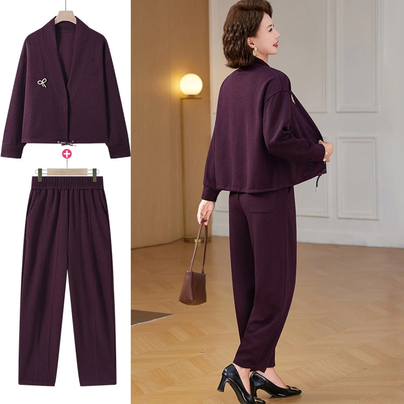 妈妈装秋装运动服套装40岁50新款中老年女装60春秋外套休闲两件套