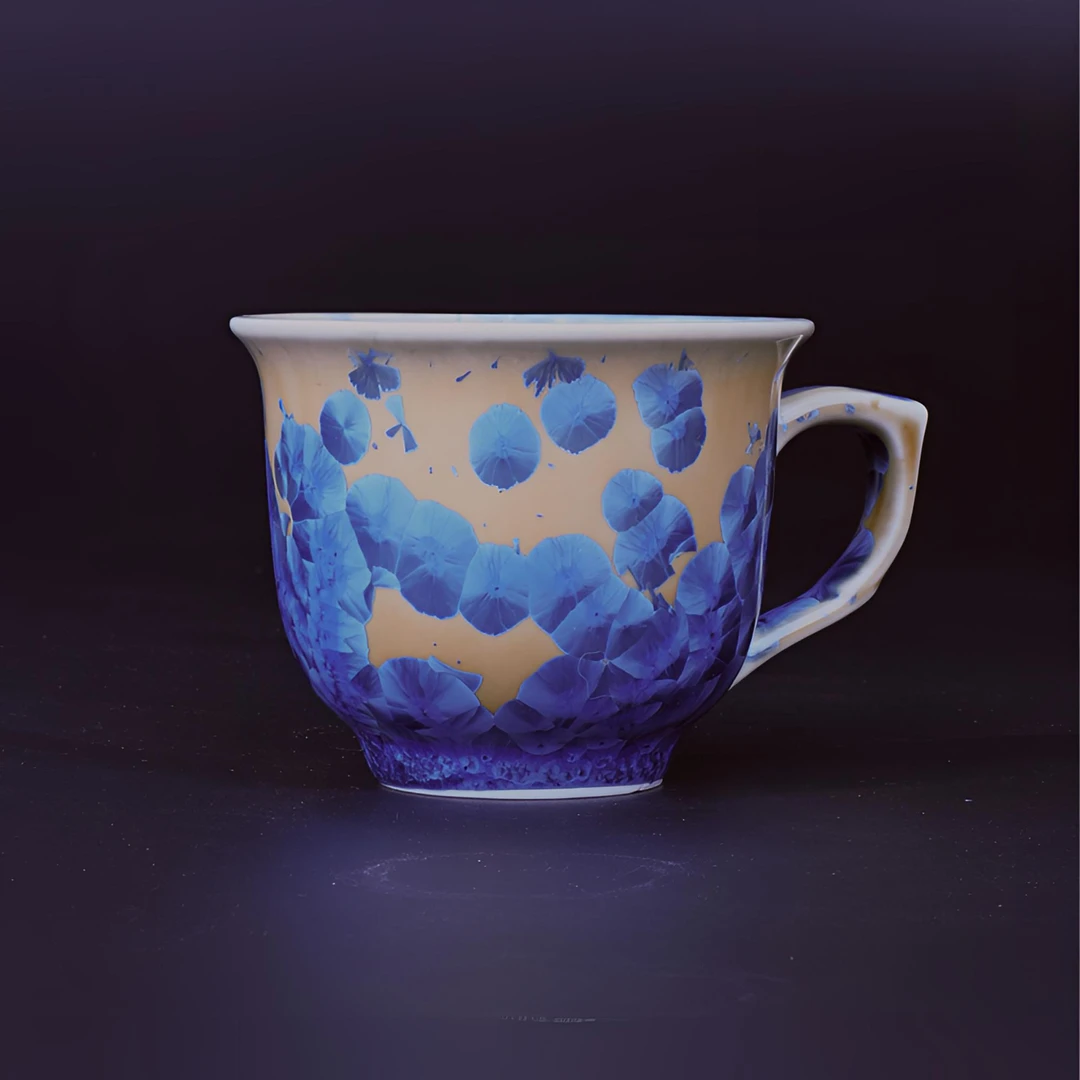 Sanmu三木 飞花杯 提手杯 咖啡杯 蓝金色 窑变结晶釉 #30蓝色