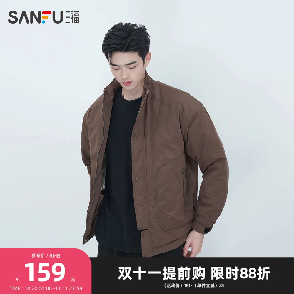 SANFU/三福【工装夹克】复古日系潮机能夹棉宽松休闲立领外套479055