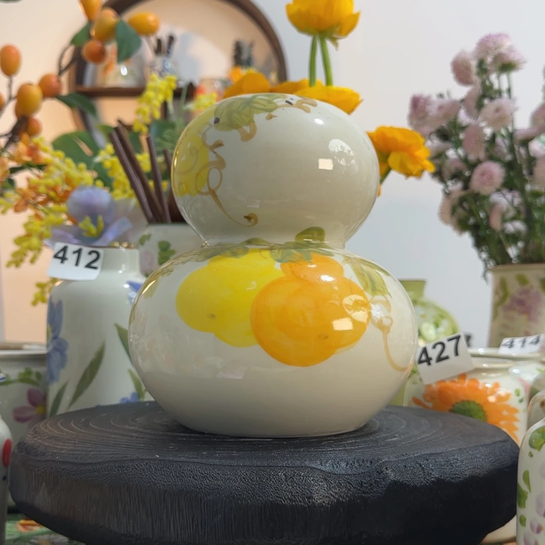 摆件景德镇手作陶瓷花瓶摆件无孔