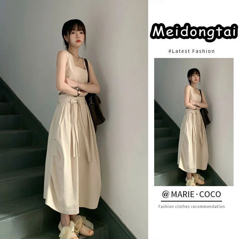 设计感连衣裙休闲风宽松气质法式成人半身裙复古厚款静奢风夏季