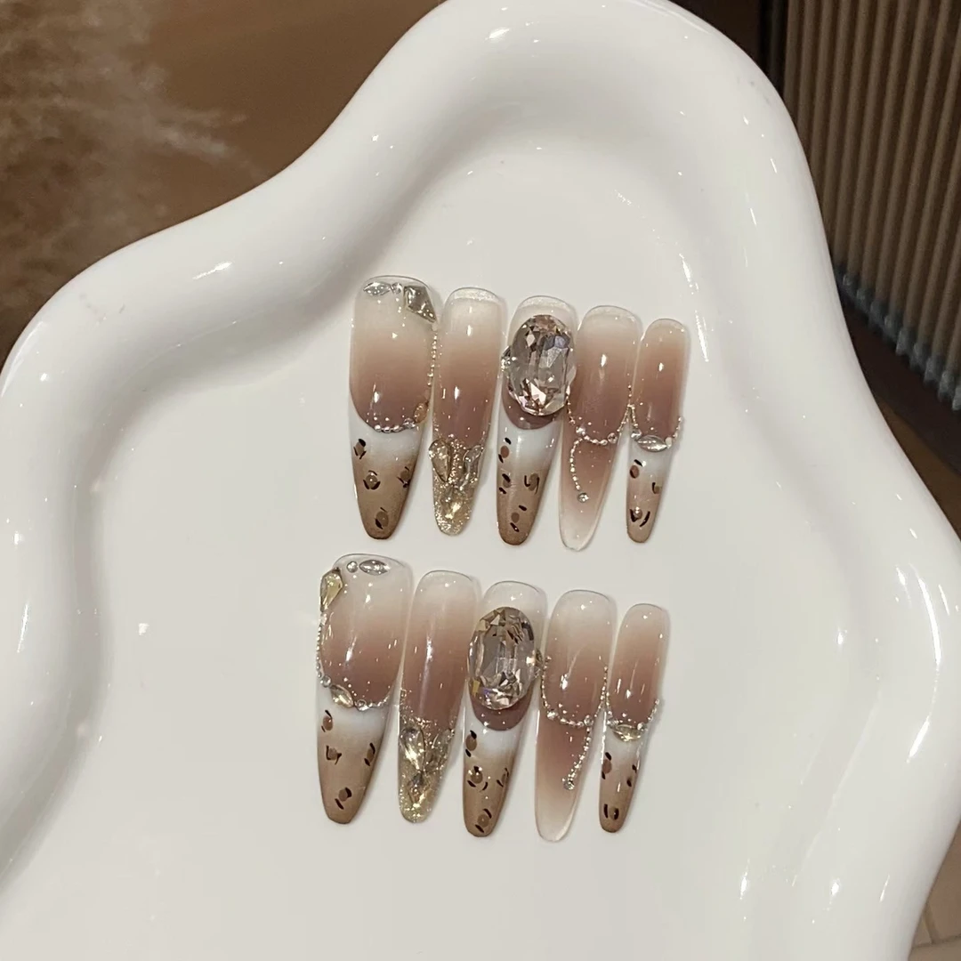 【野豹】憨宝宝手工穿戴甲美甲晕染甲 默认微瑕