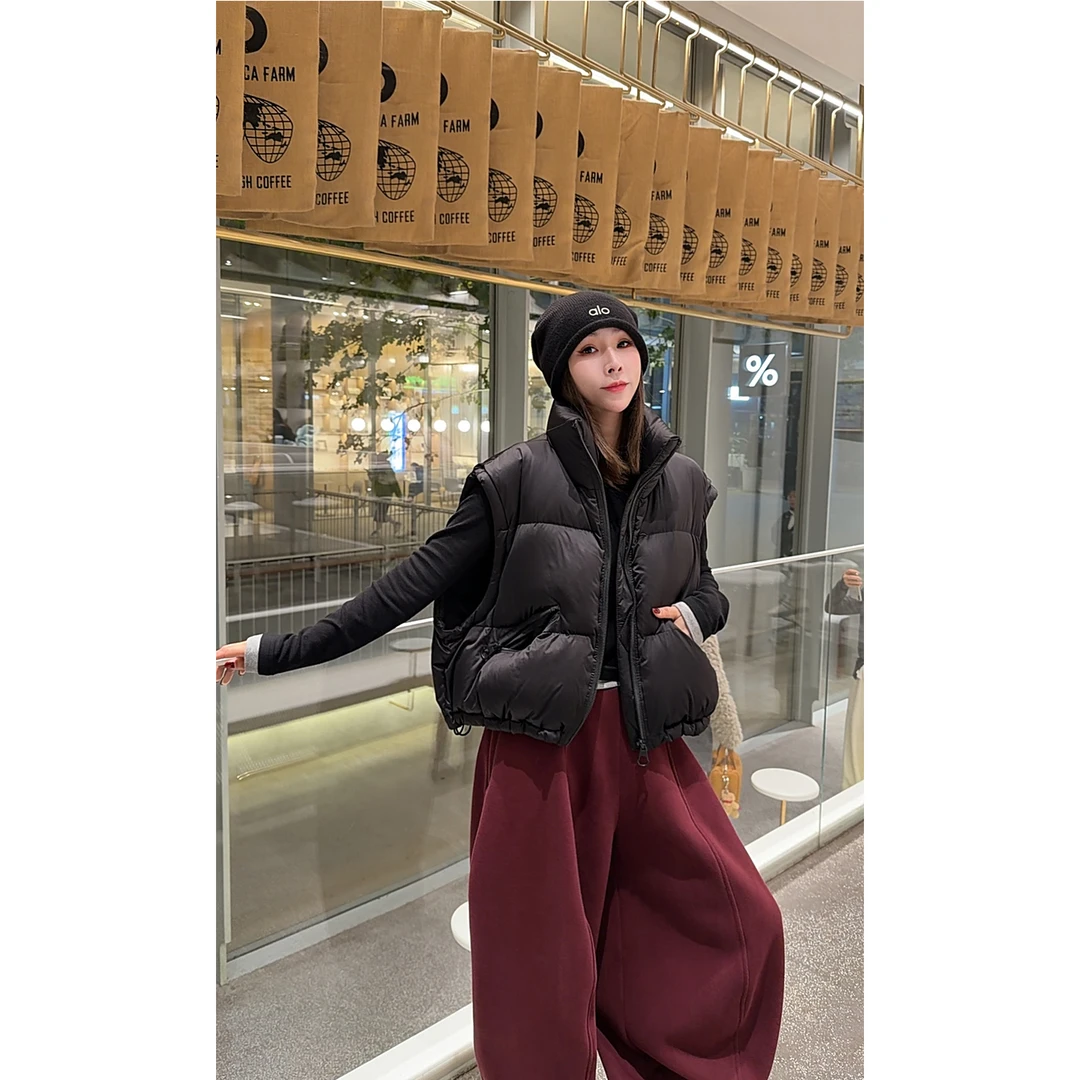 2025欧货新款立领羽绒马夹女宽松时髦叠穿无袖坎肩背心