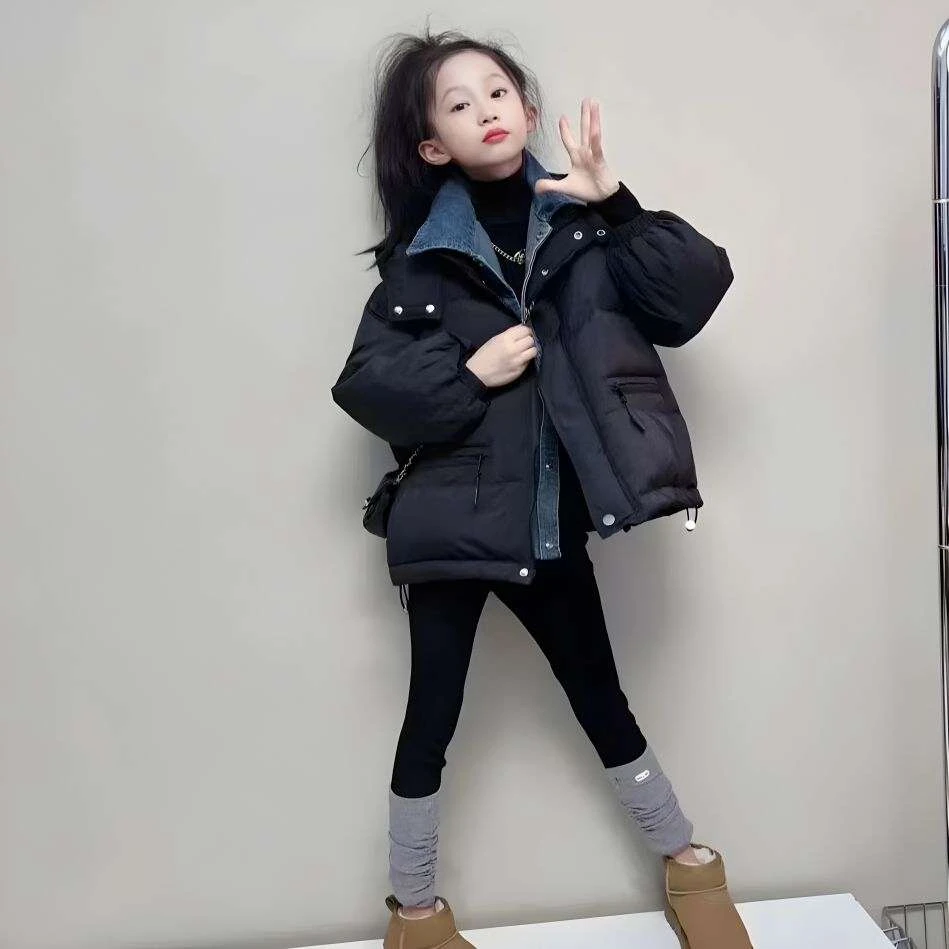 女童冬装棉服2025新款童装假两件儿童冬款棉袄女孩冬季加厚棉衣潮