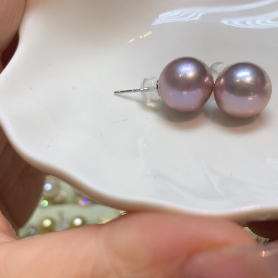 淡水珍珠耳饰银S925镶嵌