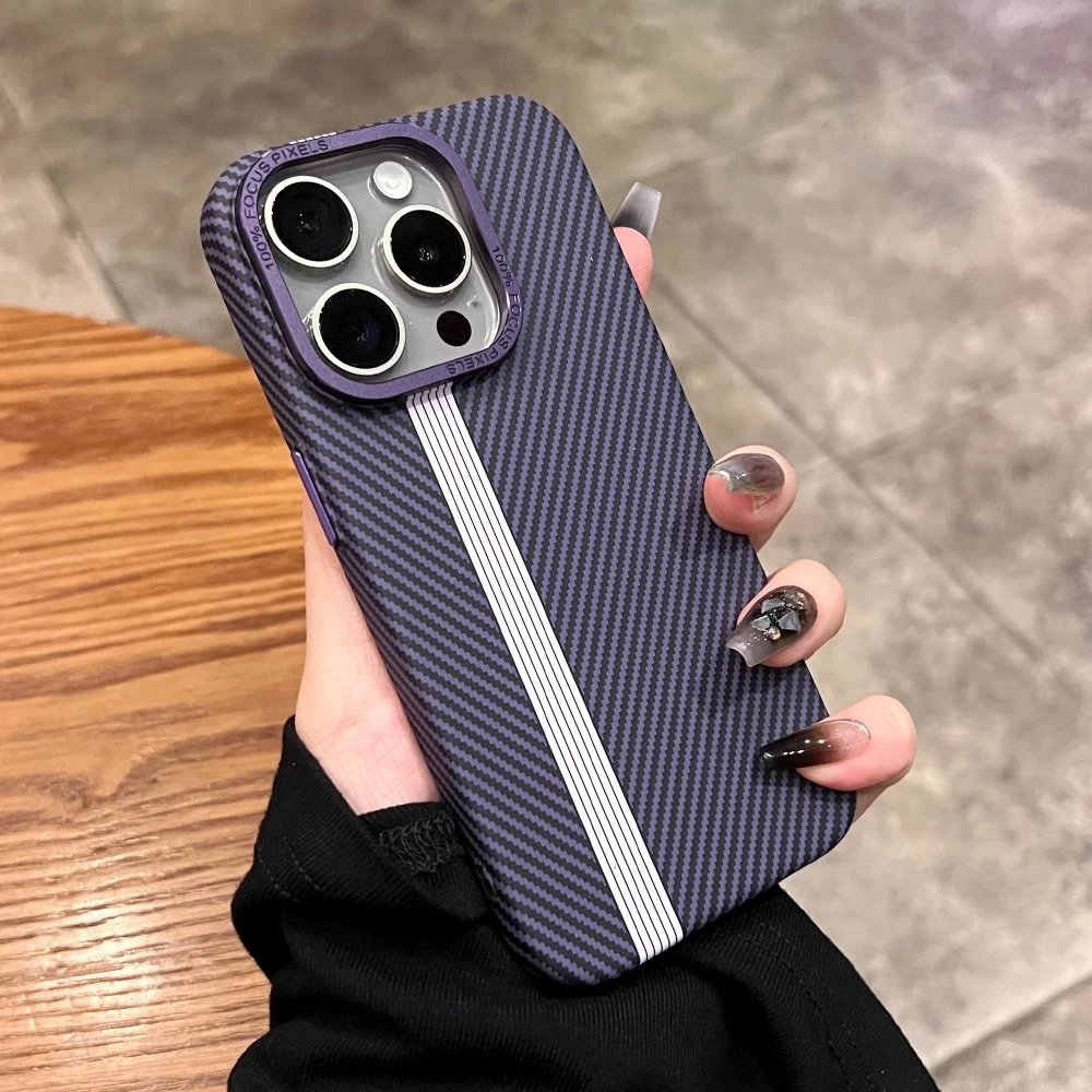 抗指纹适用苹果16pm手机壳碳纤维纹iPhone15promax硬壳14plus超薄