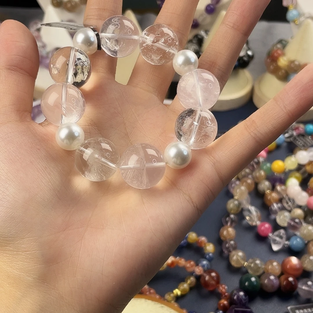 银S925镶嵌手链烟晶