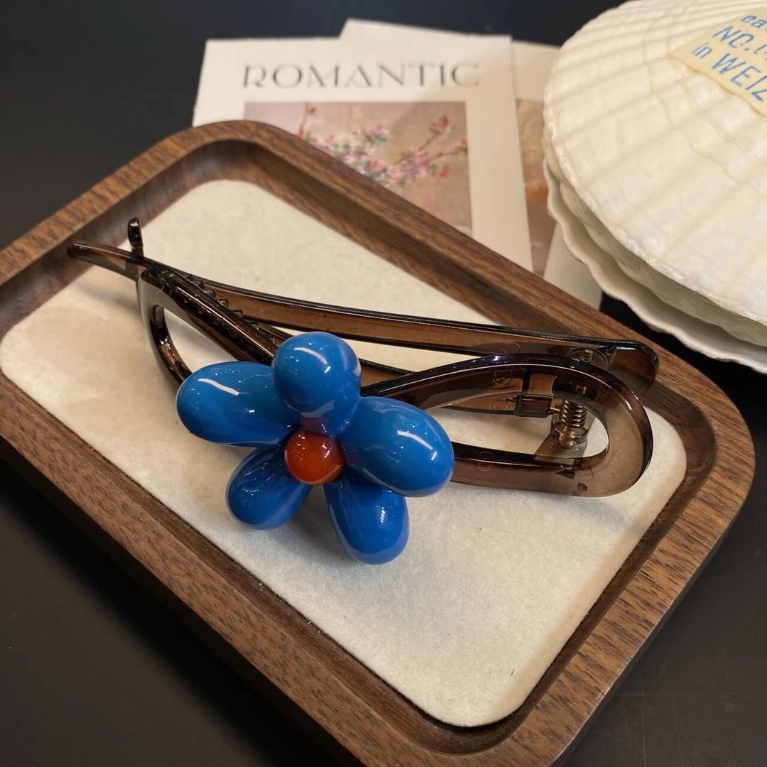 蓝花红珠扭扭夹透色 9293