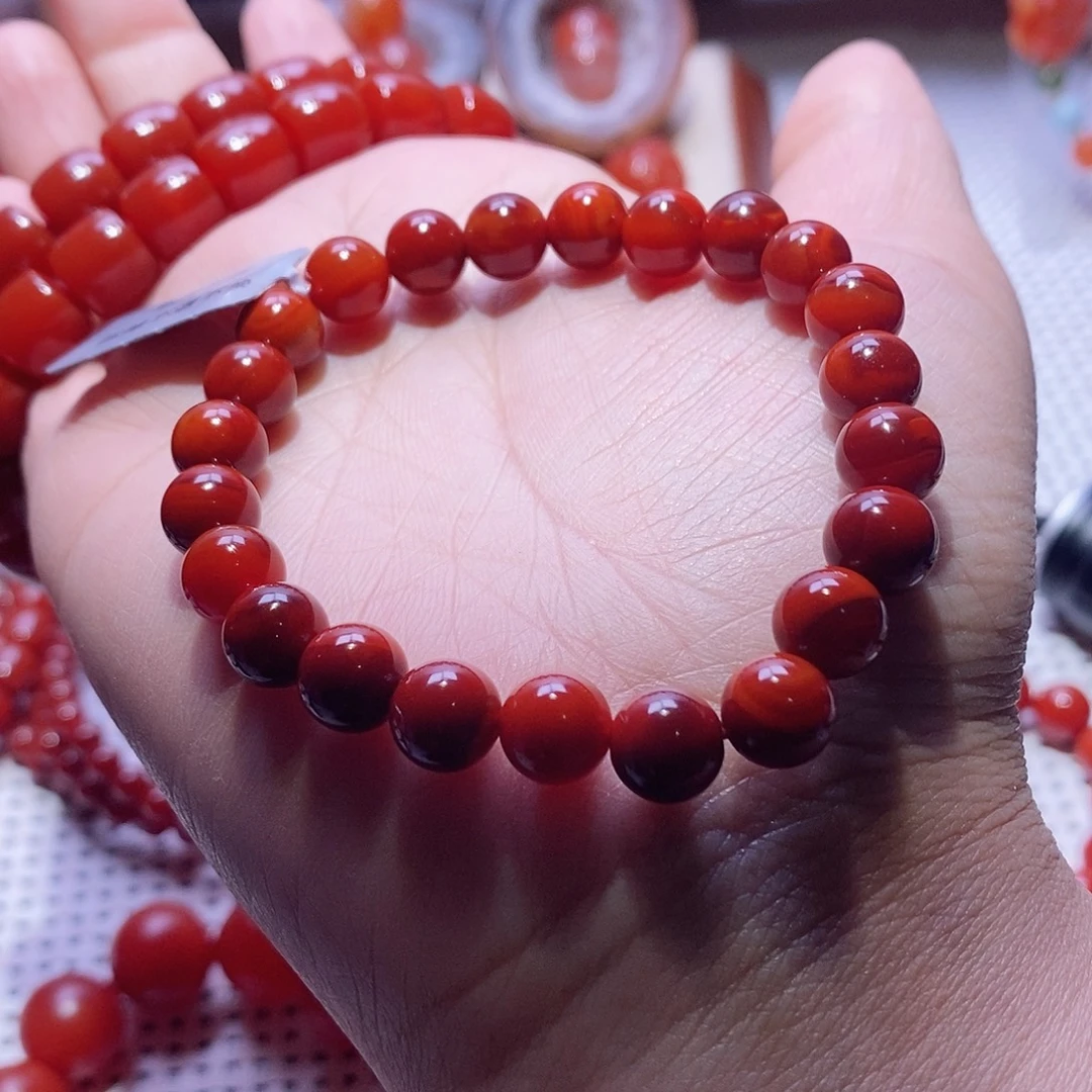 南红玛瑙未镶嵌手串卡8