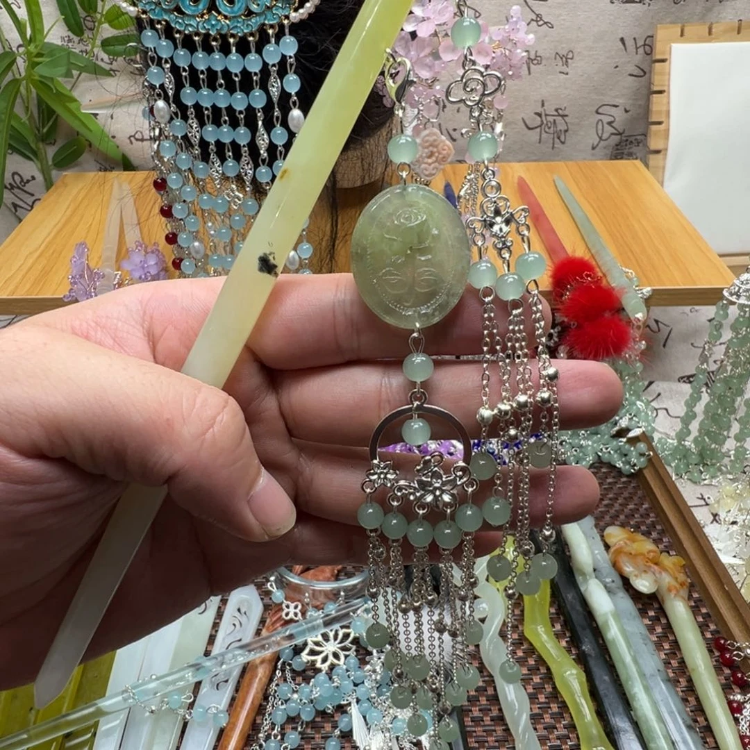 蛇纹石玉合金发饰