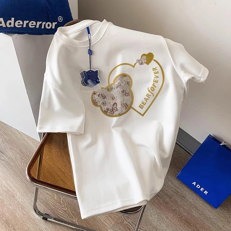 欧货纯棉短袖t恤女装2025早春新款夏季美式复古港味chic正肩上衣