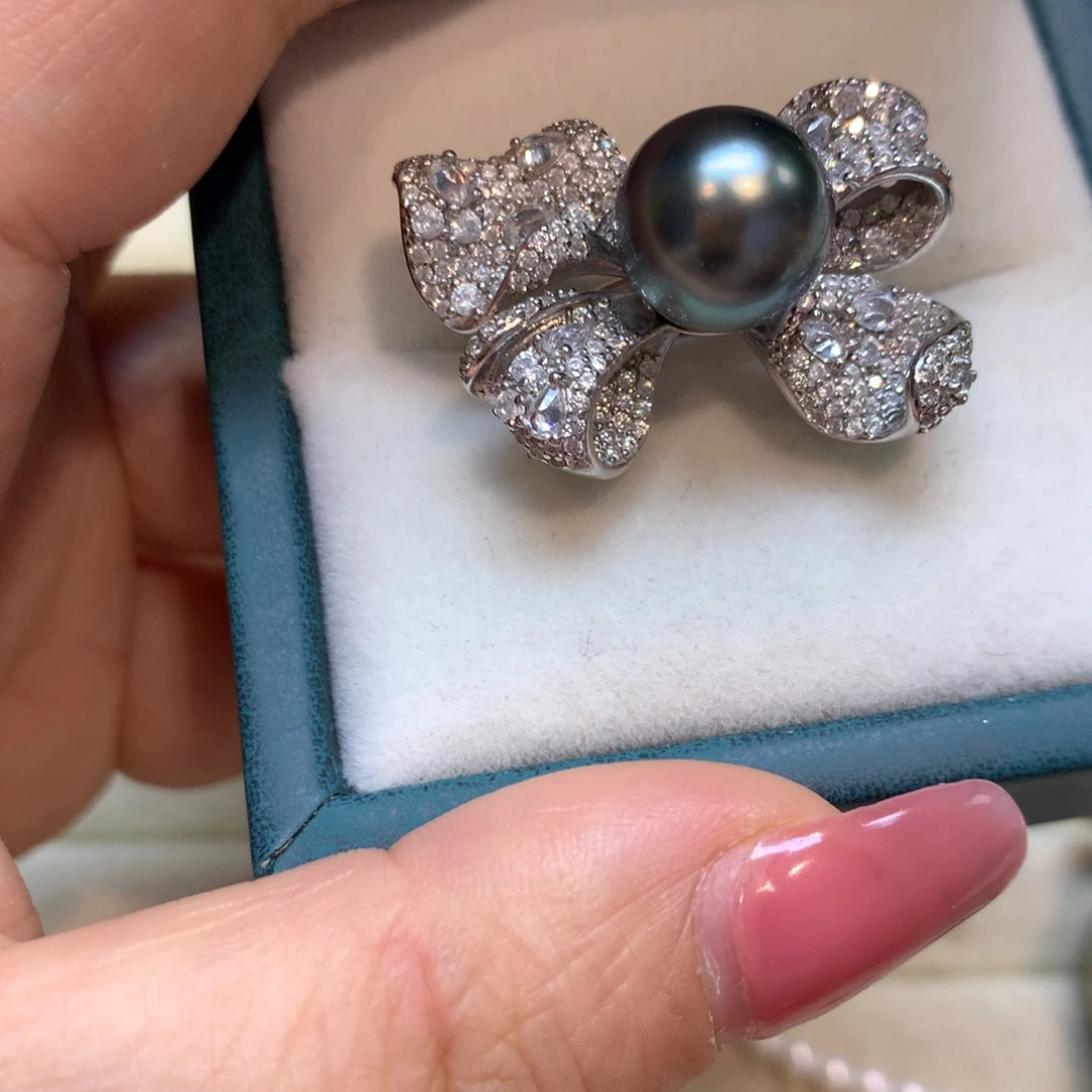 海水珍珠戒指银S925镶嵌