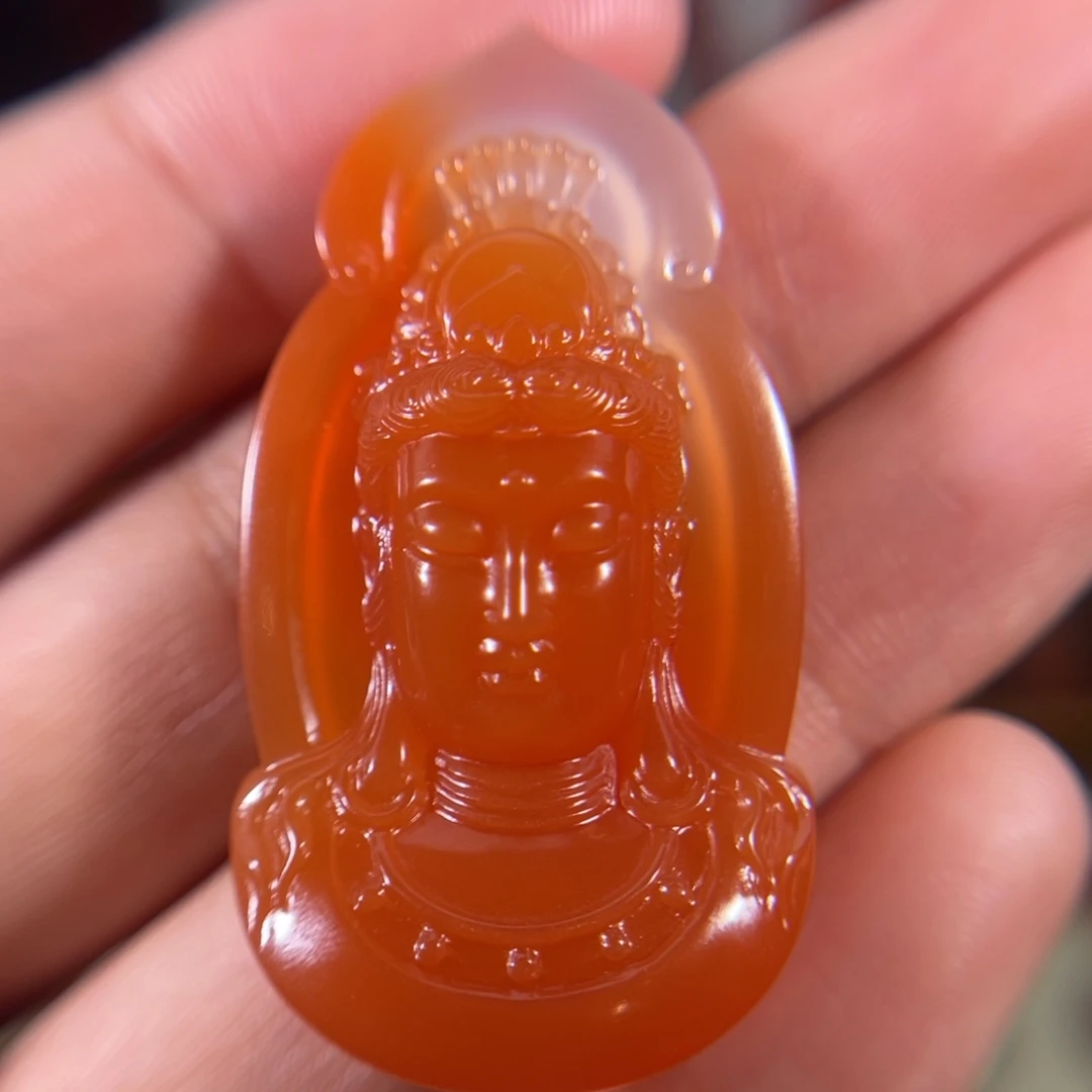 南红玛瑙未镶嵌正庄观音42*23