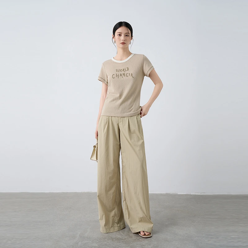 Moprobably李予诺「防晒裤」慵懒风松紧腰垂感凉感休闲裤L5263005