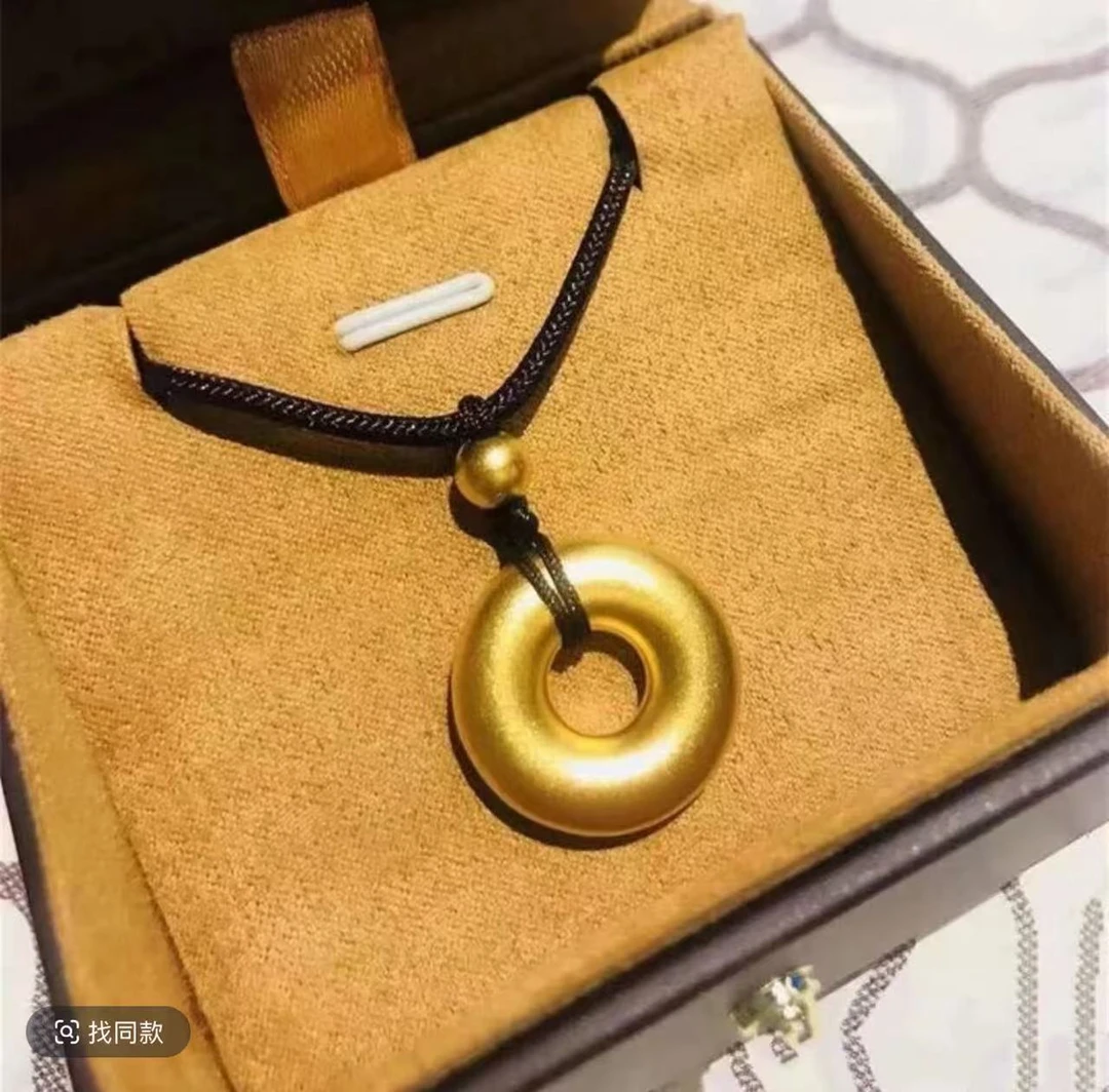 合金吊坠 【实心平安扣吊坠】手工时尚复古编织编绳金色挂坠素款