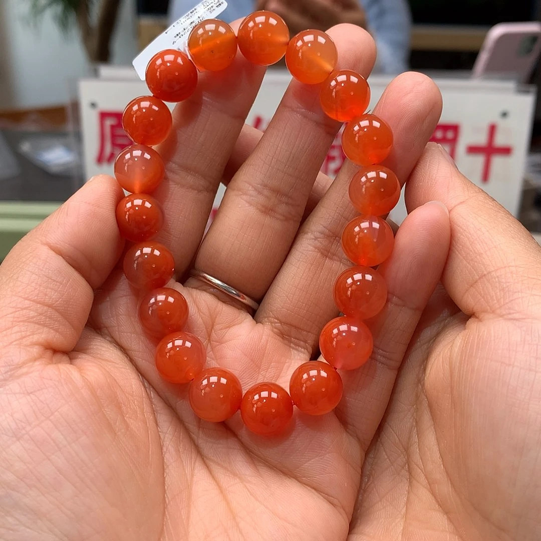 南红玛瑙南红10mm+冰飘红手串未镶嵌