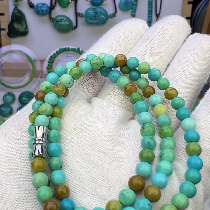 绿松石蓝料圆珠项链5.2mm兰