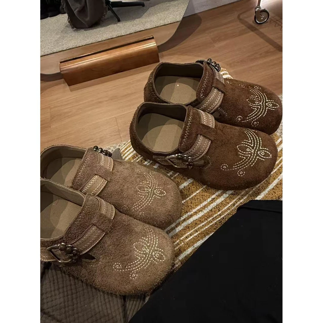 【万达撤柜】H55女鞋梧桐影木2025新款软底勃肯鞋百搭舒适游牧风刺