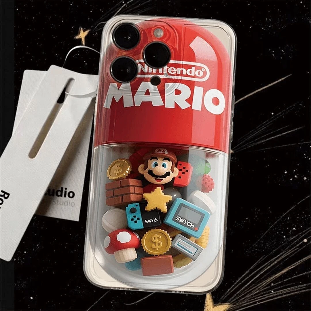 马里奥神奇胶囊透明手机壳适用苹果华为OPPOvivo小米防摔卡通软gk