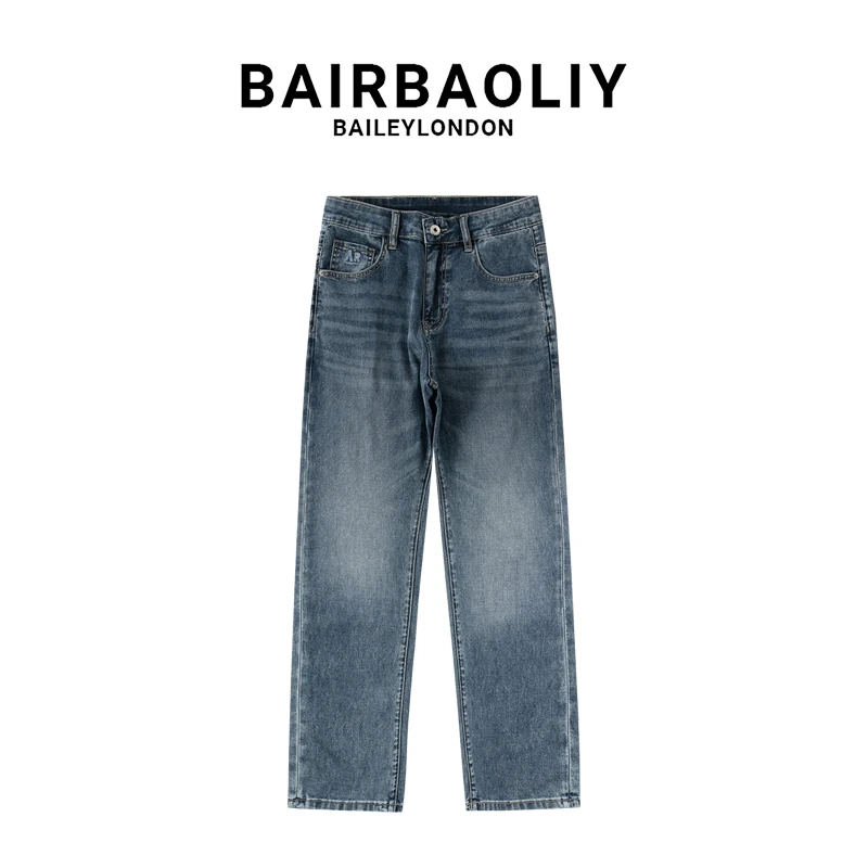 BAIRBAOLIY春秋新款高街牛仔长裤男士时尚设计师直筒宽松百搭裤子
