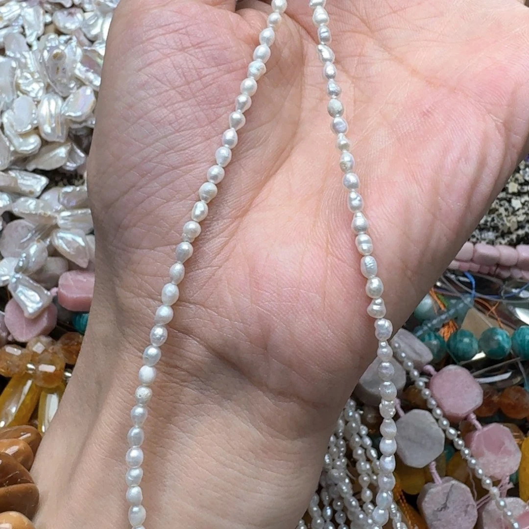 合金玛瑙/玉髓珠宝半成品一条3mm珍珠