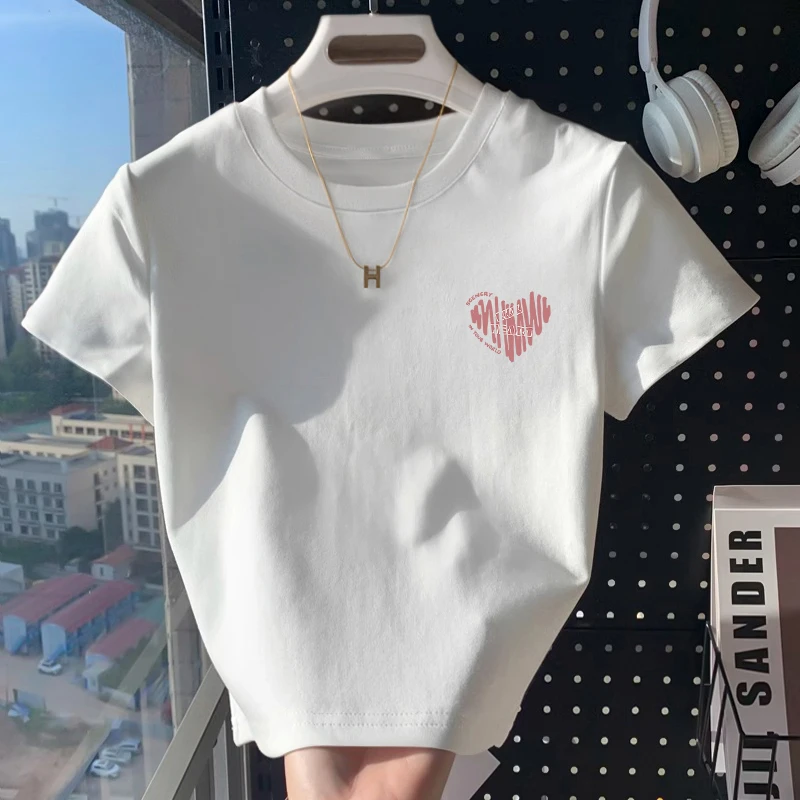 正肩纯棉短袖T恤女2025夏季新款ins时尚百搭洋气减龄显瘦欧货上衣