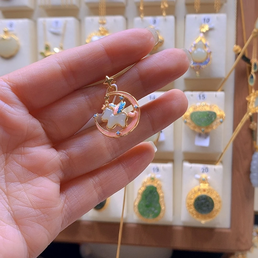 和田玉银S925镶嵌颈饰