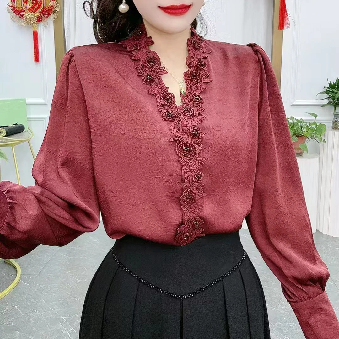 【春季上新】法式复古精致浪漫温柔时尚百搭V领小衫CC5317  衣长61