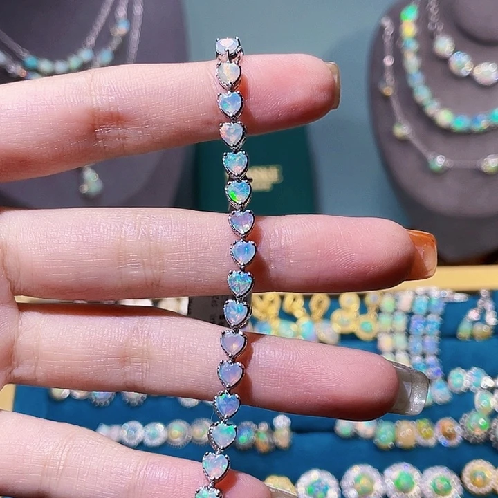 银S925镶嵌欧泊手链）我****红