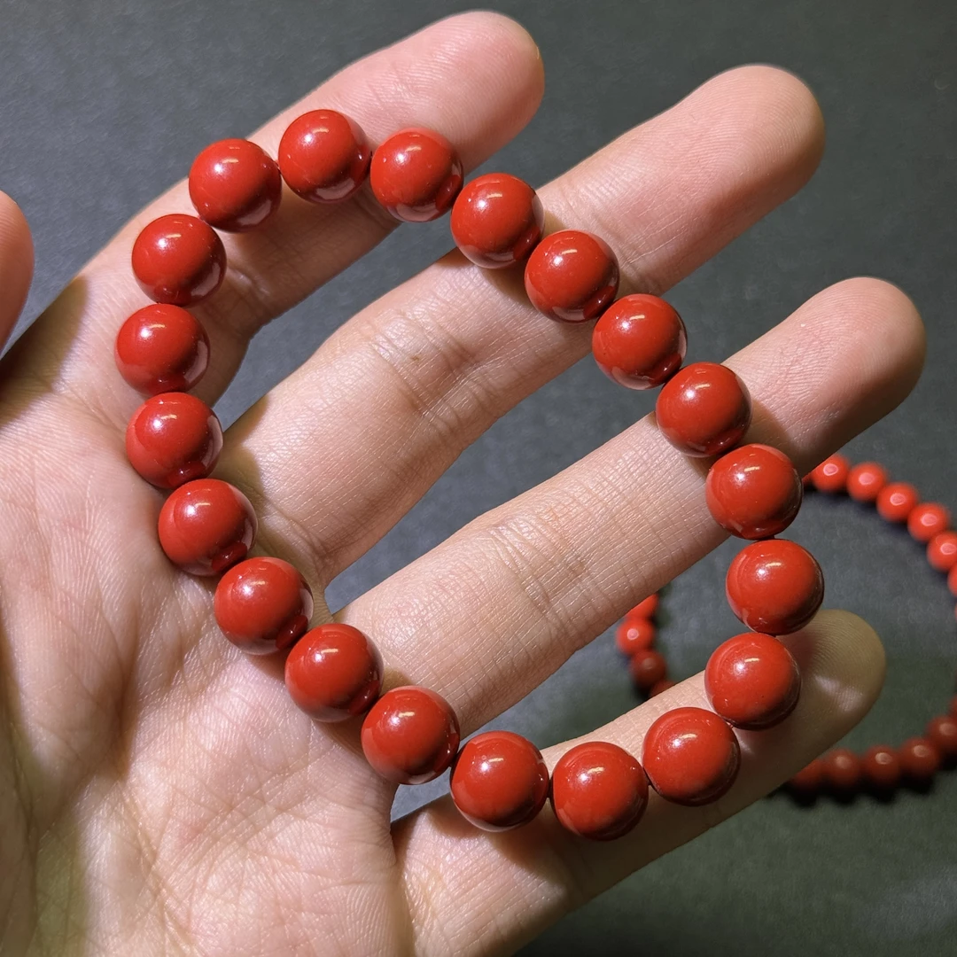 含辰砂工艺品朱砂圆珠手串红砂精工中含量