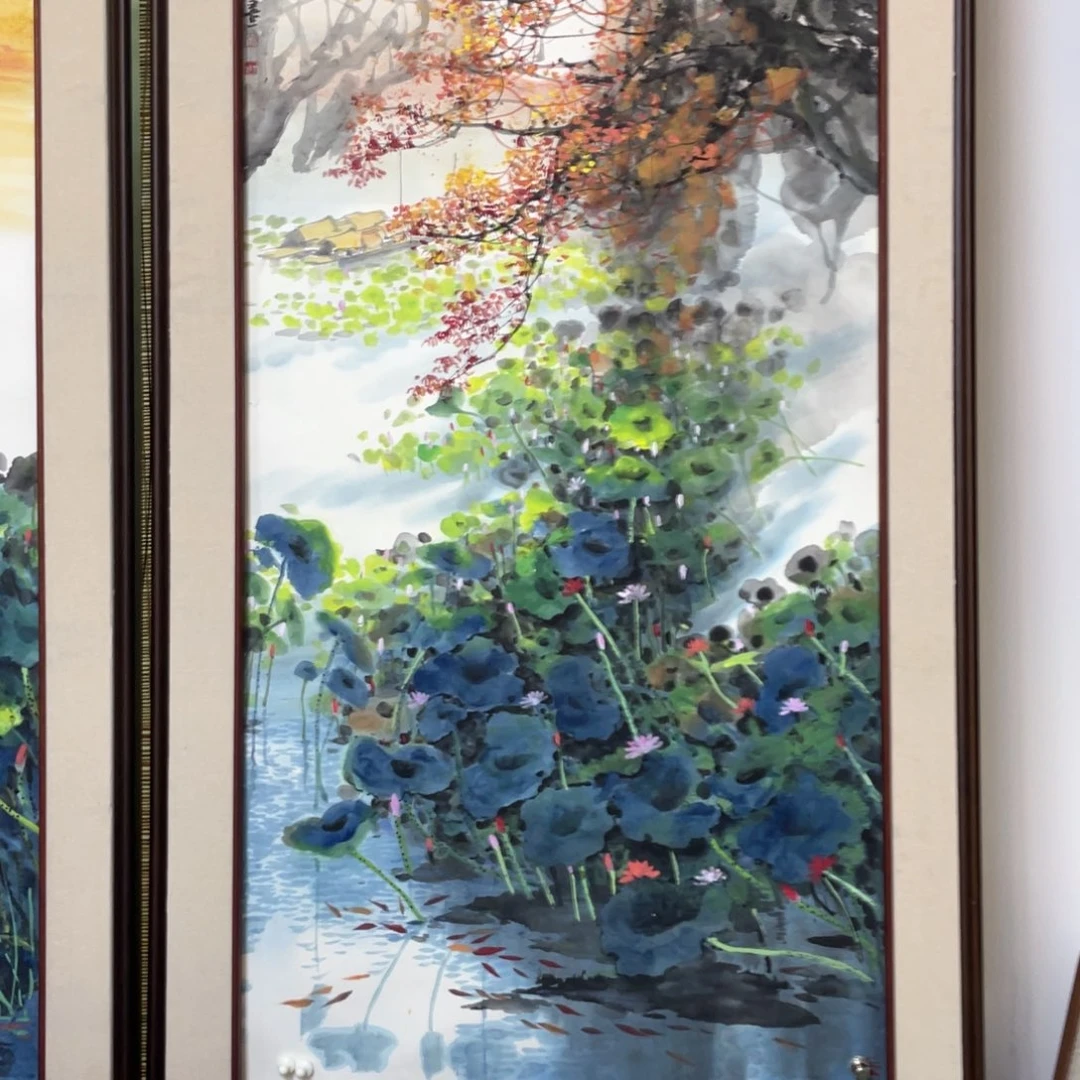 国画凯**明手绘国画原创山水画心，李有训