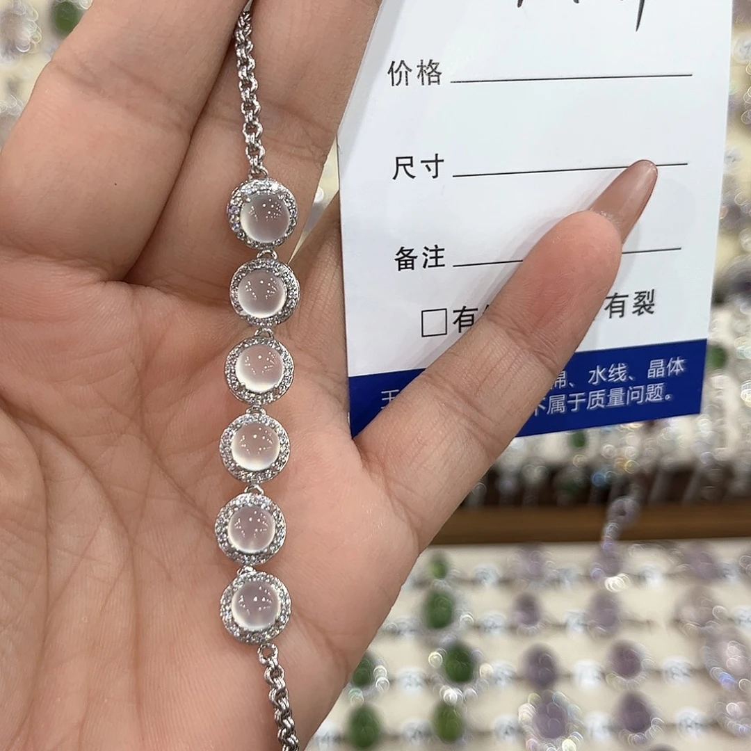银S925镶嵌蛇纹石玉手链