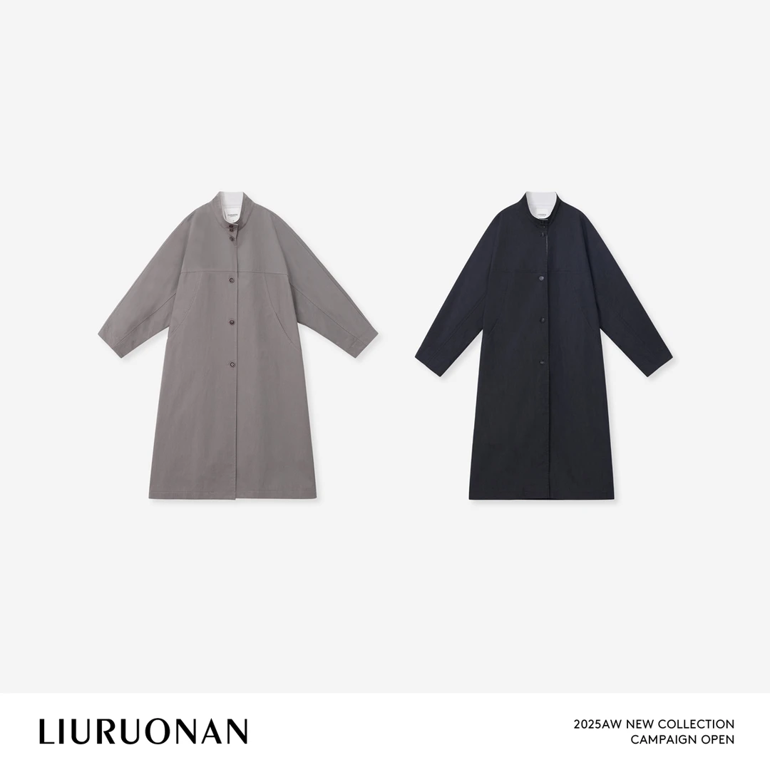 LIURUONAN 25FL【旅行手记】极简气质立领风衣早秋休闲百搭宽松外套