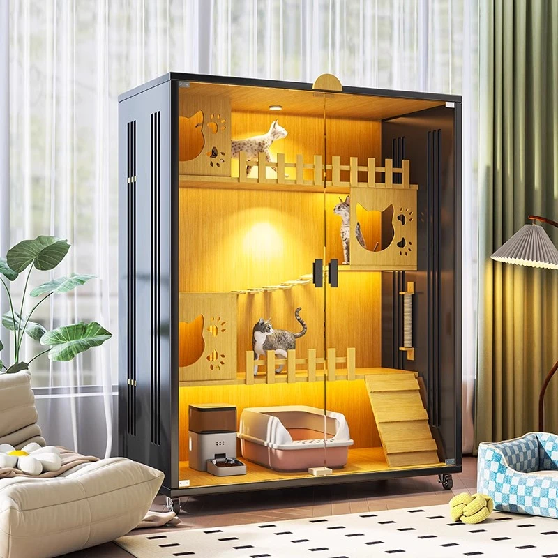 猫别墅玻璃猫窝猫屋超大空间猫房子猫舍柜子宠物柜猫笼子家用猫笼
