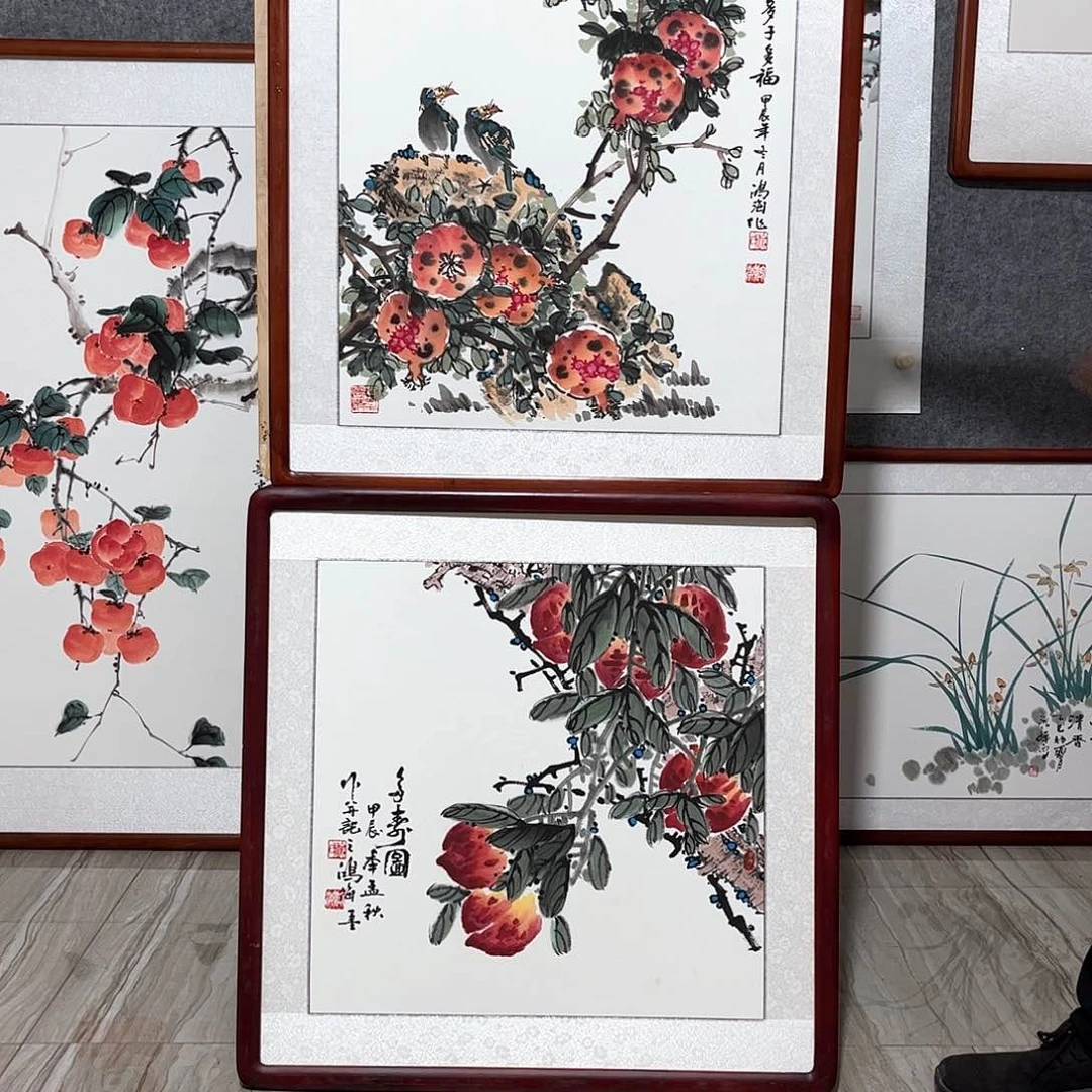 国画书画作品带框63×63