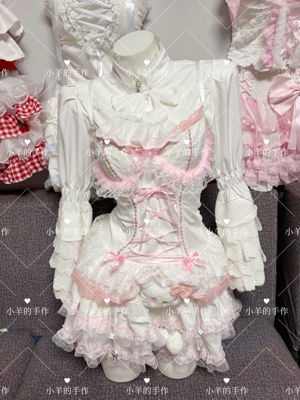 原创设计洋装甜美吊带鱼骨蛋糕裙三件套（穿到120斤）