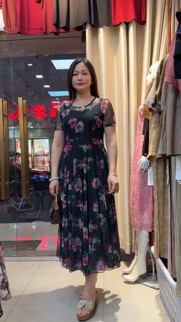 夏季法式复古时尚显瘦仙女雪纺连衣裙