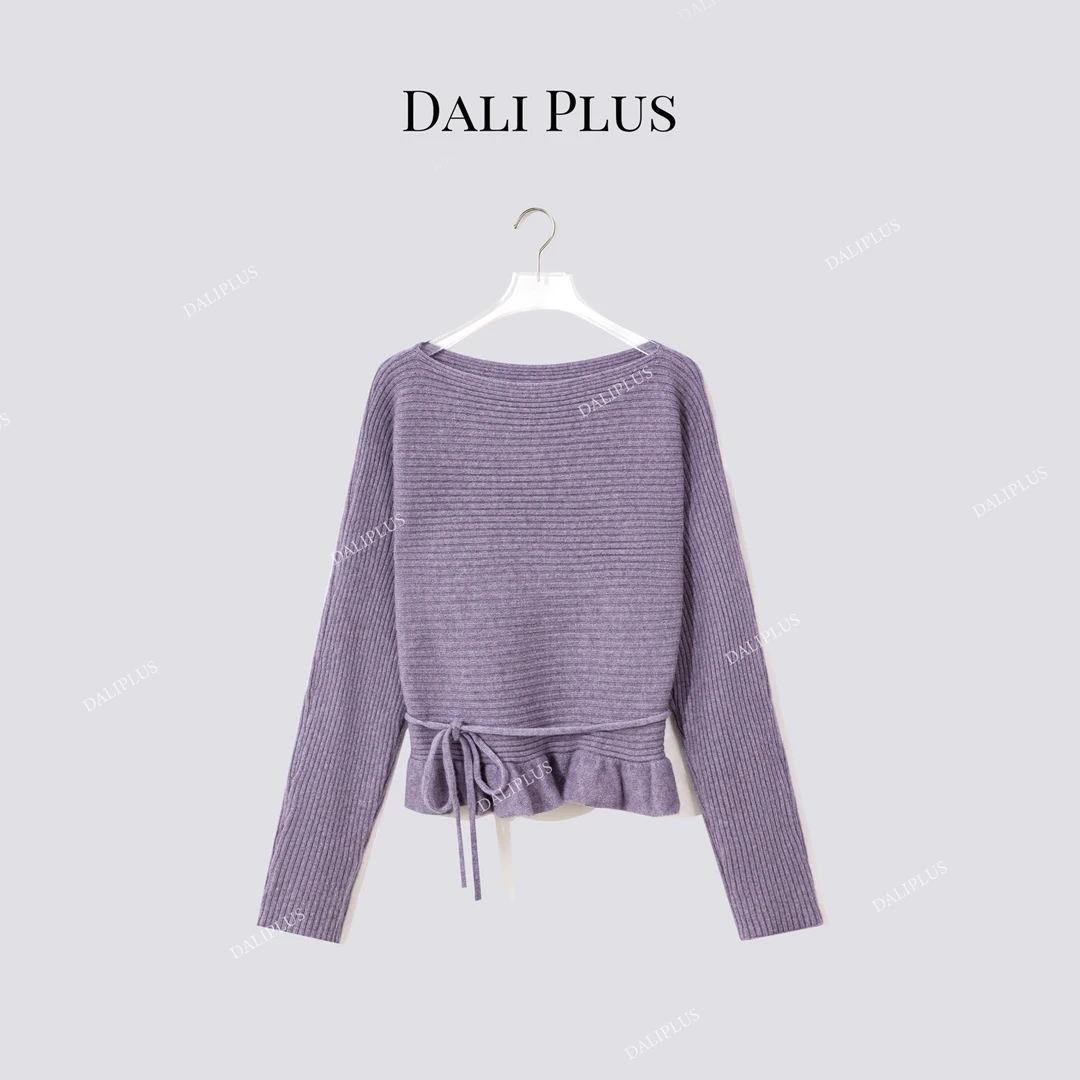 DALI PLUS"山羊绒绵羊毛蝙蝠袖毛衣"收腰系带针织-D5MM3274-1