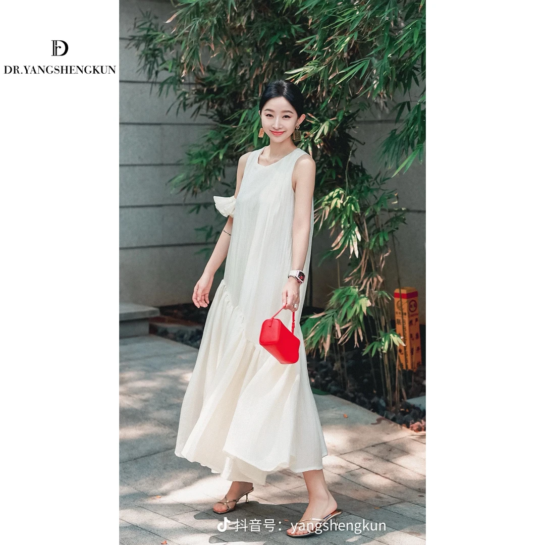 杨圣坤夏季女生韩系ins衣服甜美减龄高级百搭无袖连衣裙SW2542427