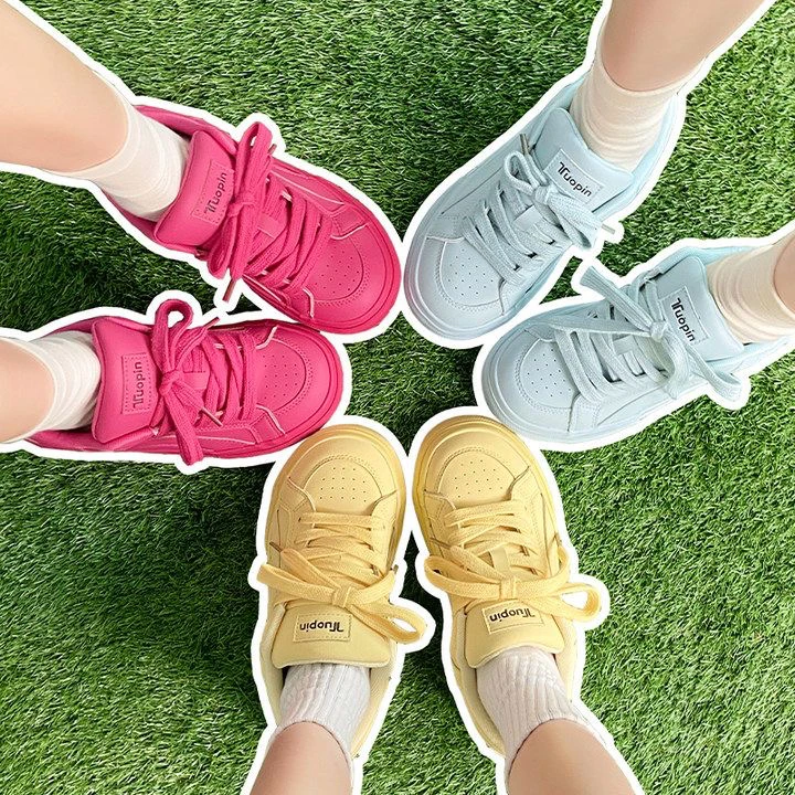 鮀品厚底板鞋增高低帮百搭板鞋小众ins春夏学生日系休闲运动鞋