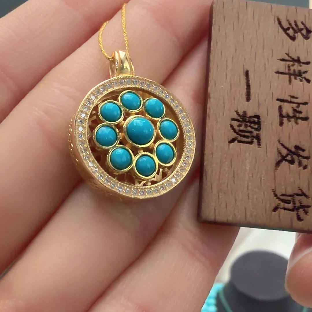 绿松石银S925镶嵌颈饰